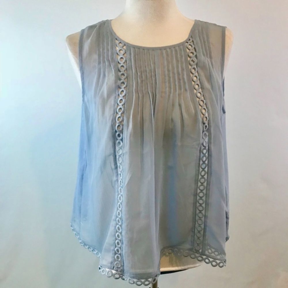 BEBE Women Blue Chiffon‎ Tayler Sleeveless Top Small NWT